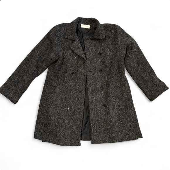 Vintage Sandro Wool Double Breasted Tailored Pea Coat Size 16 - Picture 1 of 5